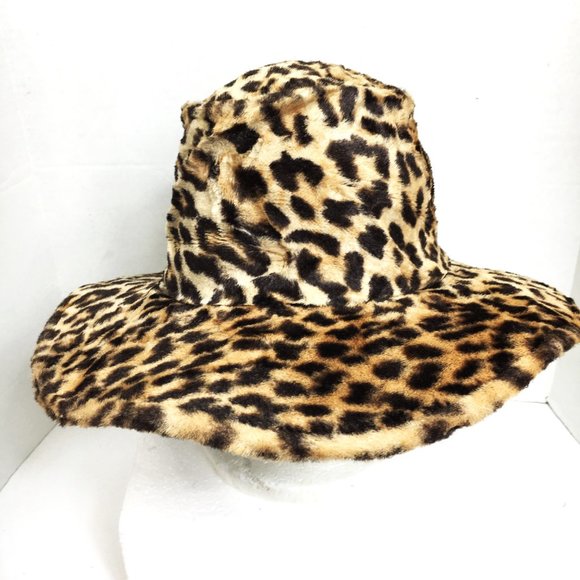 VTG Joseph Magnin Mr. Paul Faux Leopard Short Fur Bucket Hat - Picture 5 of 12